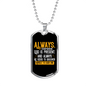 Always God Is Present Necklace Stainless Steel or 18k Gold Dog Tag 24" Chain-Express Your Love Gifts