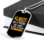 Always God Is Present Necklace Stainless Steel or 18k Gold Dog Tag 24" Chain-Express Your Love Gifts