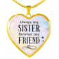 Always My Sister Necklace Stainless Steel or 18k Gold Heart 18-22"-Express Your Love Gifts