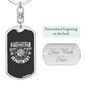 Always Support Firefighter Department Keychain Stainless Steel or 18k Gold Dog Tag Keyring-Express Your Love Gifts