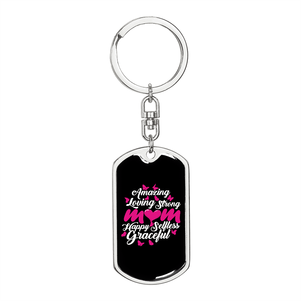 Amazing Love Mom Keychain Stainless Steel or 18k Gold Dog Tag Keyring-Express Your Love Gifts
