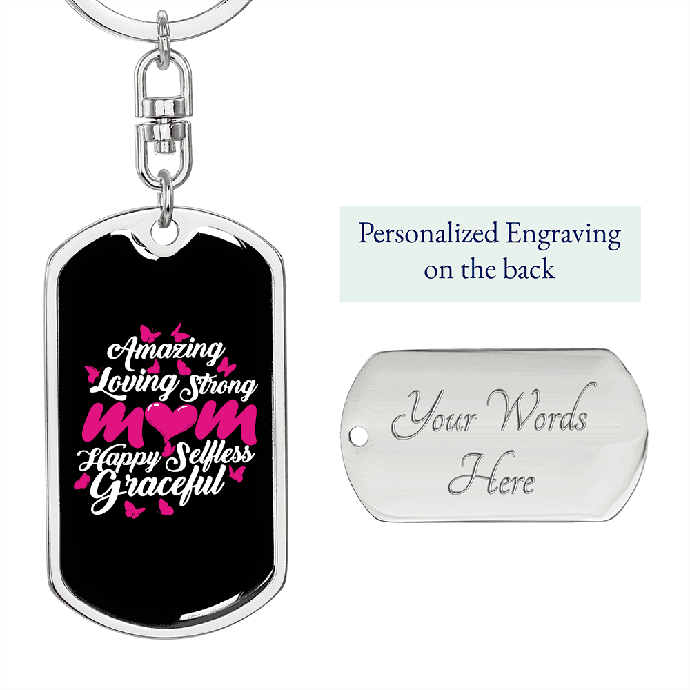 Amazing Love Mom Keychain Stainless Steel or 18k Gold Dog Tag Keyring-Express Your Love Gifts