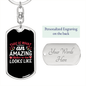 Amazing Mother-in-Law White Mom Keychain Stainless Steel or 18k Gold Dog Tag Keyring-Express Your Love Gifts