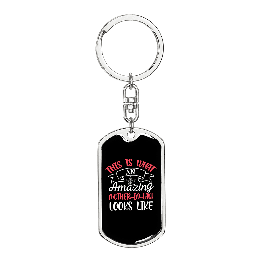 Amazing Mother Looks Like Mom Keychain Stainless Steel or 18k Gold Dog Tag Keyring-Express Your Love Gifts