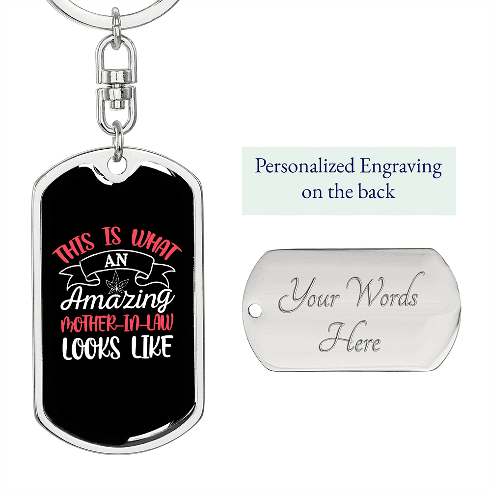 Amazing Mother Looks Like Mom Keychain Stainless Steel or 18k Gold Dog Tag Keyring-Express Your Love Gifts