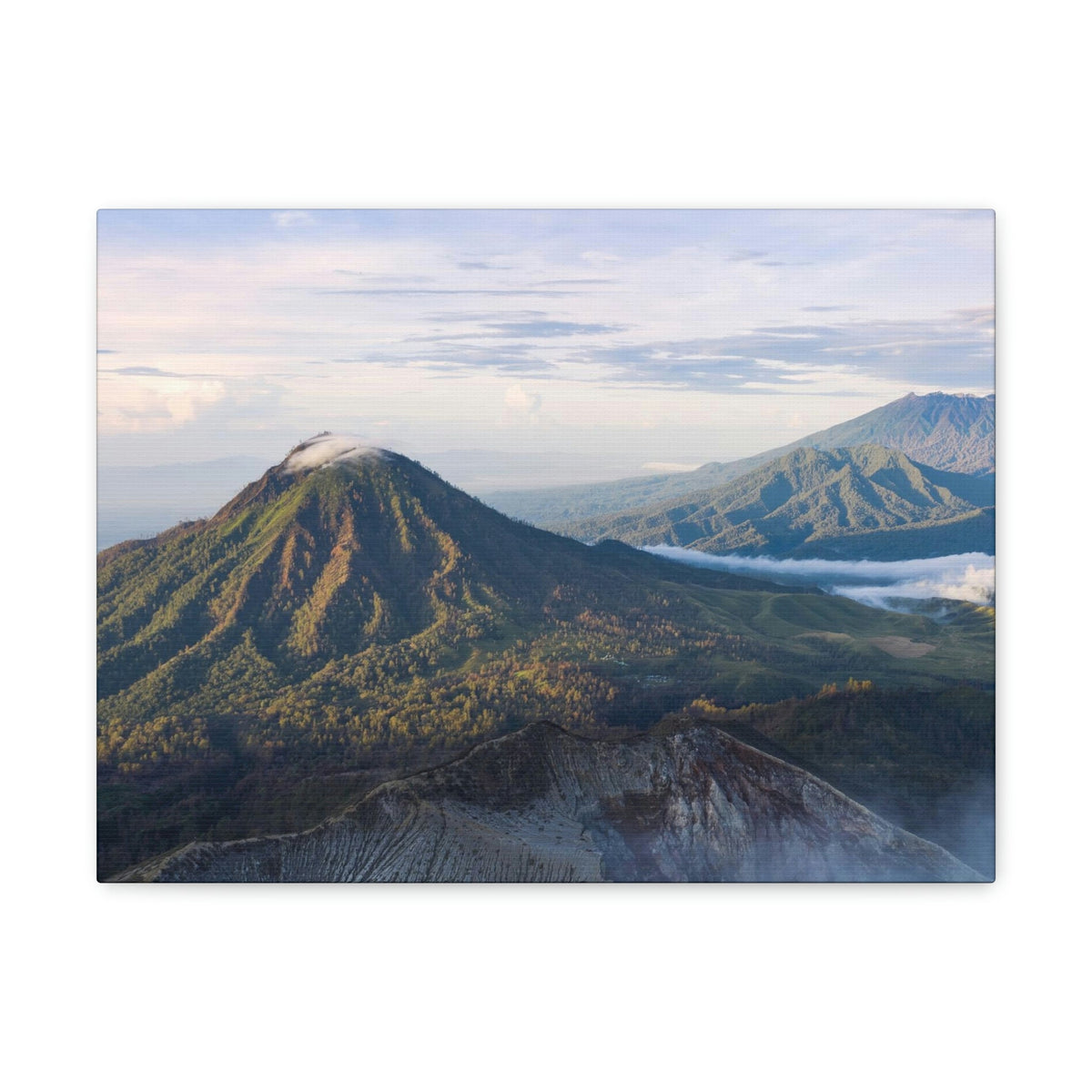 Amazing Mountain Range Surrounded by the Clouds Scene Beautiful Spectacular and Extraordinary Beauty Nature Scene Mountains and Volcano During Sunrise Wall Art Ready to Hang Unframed-Express Your Love Gifts