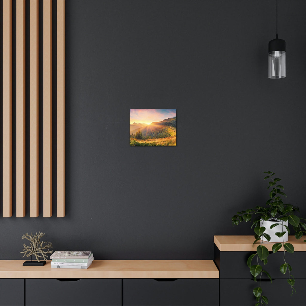 Amazing Summer Sunrise Scene Beautiful Colorful Morning Scene Beauty Nature Scene Sunlight Glowing Hills and Valley Wall Art Ready to Hang Unframed-Express Your Love Gifts