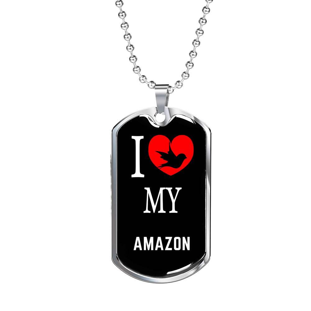 Amazon Necklace Stainless Steel or 18k Gold Dog Tag 24" Chain-Express Your Love Gifts