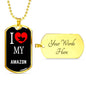 Amazon Necklace Stainless Steel or 18k Gold Dog Tag 24" Chain-Express Your Love Gifts
