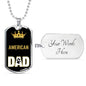 American Cat Dad Necklace Stainless Steel or 18k Gold Dog Tag 24" Chain-Express Your Love Gifts