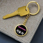 American Cat Mom Keychain Stainless Steel or 18k Gold Circle Pendant-Express Your Love Gifts