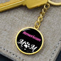 American Cat Mom Keychain Stainless Steel or 18k Gold Circle Pendant-Express Your Love Gifts