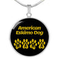 American Eskimo Dog Mama Circle Necklace Stainless Steel or 18k Gold 18-22" Dog Owner Lover-Express Your Love Gifts