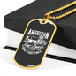 American Fire Truck Firefighter Gift Stainless Steel or 18k Gold Dog Tag 24" Chain-Express Your Love Gifts