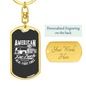 American Fire Truck Firefighter Keychain Stainless Steel or 18k Gold Dog Tag Keyring-Express Your Love Gifts