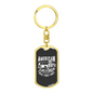 American Fire Truck Firefighter Keychain Stainless Steel or 18k Gold Dog Tag Keyring-Express Your Love Gifts