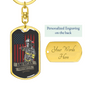 American Firefighter Keychain Stainless Steel or 18k Gold Dog Tag Keyring-Express Your Love Gifts