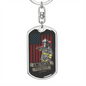 American Firefighter Keychain Stainless Steel or 18k Gold Dog Tag Keyring-Express Your Love Gifts