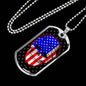 American Flag Patriotic Skull Necklace Stainless Steel or 18k Gold Dog Tag 24" Chain-Express Your Love Gifts