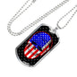 American Flag Patriotic Skull Necklace Stainless Steel or 18k Gold Dog Tag 24" Chain-Express Your Love Gifts