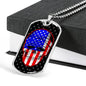 American Flag Patriotic Skull Necklace Stainless Steel or 18k Gold Dog Tag 24" Chain-Express Your Love Gifts