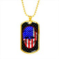 American Flag Patriotic Skull Necklace Stainless Steel or 18k Gold Dog Tag 24" Chain-Express Your Love Gifts