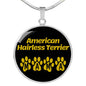 American Hairless Terrier Mama Circle Necklace Stainless Steel or 18k Gold 18-22" Dog Owner Lover-Express Your Love Gifts