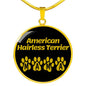 American Hairless Terrier Mama Circle Necklace Stainless Steel or 18k Gold 18-22" Dog Owner Lover-Express Your Love Gifts