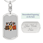 American Mom Keychain Stainless Steel or 18k Gold Dog Tag Keyring-Express Your Love Gifts
