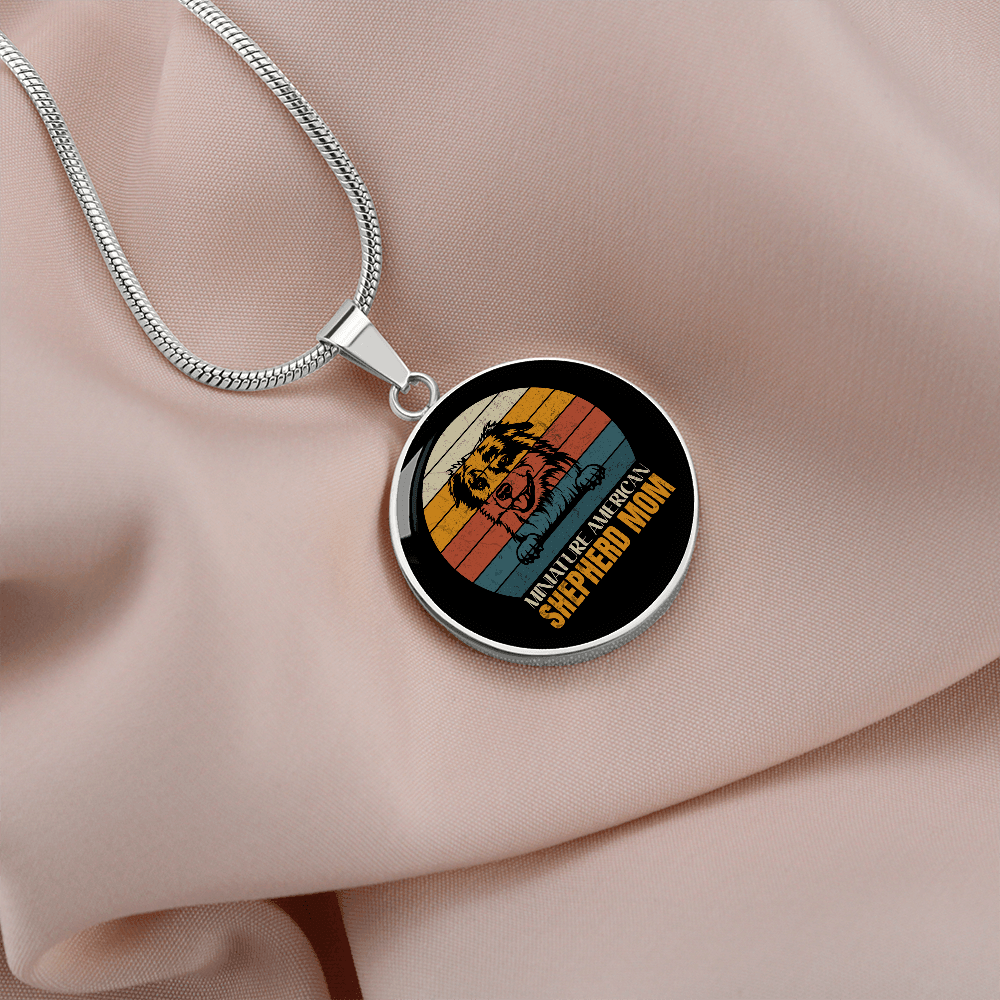 American Shepherd Mom Circle Necklace Stainless Steel or 18k Gold 18-22"-Express Your Love Gifts