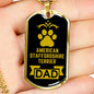 American Staffordshire Terrier Dad Dog Necklace Stainless Steel or 18k Gold Dog Tag W 24" Dog Owner Lover-Express Your Love Gifts