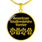 American Staffordshire Terrier Mama Circle Necklace Stainless Steel or 18k Gold 18-22" Dog Owner Lover-Express Your Love Gifts