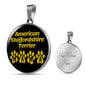 American Staffordshire Terrier Mama Circle Necklace Stainless Steel or 18k Gold 18-22" Dog Owner Lover-Express Your Love Gifts