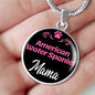 American Water Spaniel Mama Necklace Circle Pendant Stainless Steel or 18k Gold 18-22" Dog Mom Pendant-Express Your Love Gifts