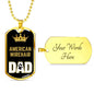 American Wirehair Cat Dad Necklace Stainless Steel or 18k Gold Dog Tag 24" Chain-Express Your Love Gifts