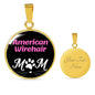 American Wirehair Cat Mom Necklace Circle Pendant Stainless Steel or 18k Gold 18-22"-Express Your Love Gifts