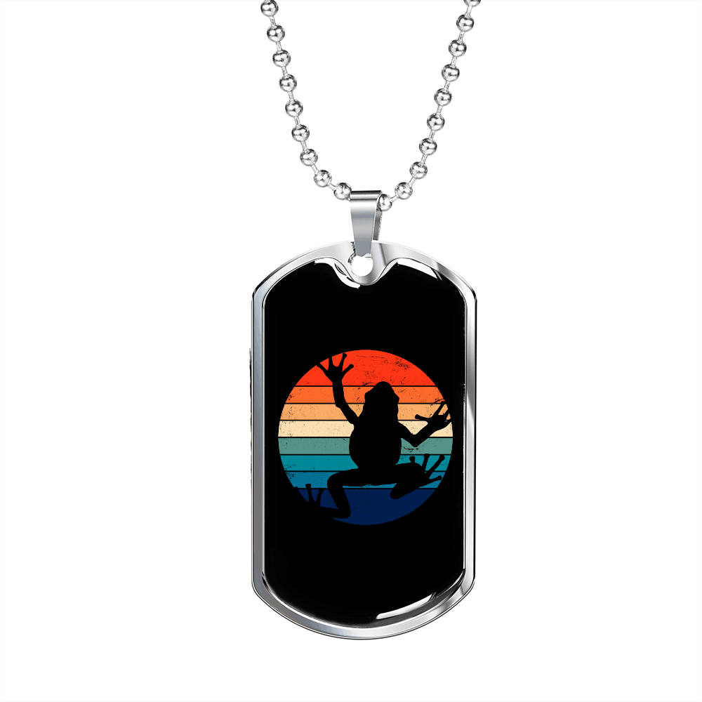 Amphibian Necklace Black Frog Retro Colorful Necklace Stainless Steel or 18k Gold Dog Tag 24" Chain-Express Your Love Gifts