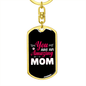 An Amazing Mom Pink White Keychain Stainless Steel or 18k Gold Dog Tag Keyring-Express Your Love Gifts