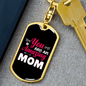 An Amazing Mom Pink White Keychain Stainless Steel or 18k Gold Dog Tag Keyring-Express Your Love Gifts
