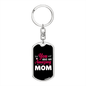 An Amazing Mom Pink White Keychain Stainless Steel or 18k Gold Dog Tag Keyring-Express Your Love Gifts