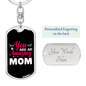 An Amazing Mom Pink White Keychain Stainless Steel or 18k Gold Dog Tag Keyring-Express Your Love Gifts