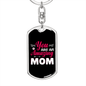 An Amazing Mom Pink White Keychain Stainless Steel or 18k Gold Dog Tag Keyring-Express Your Love Gifts