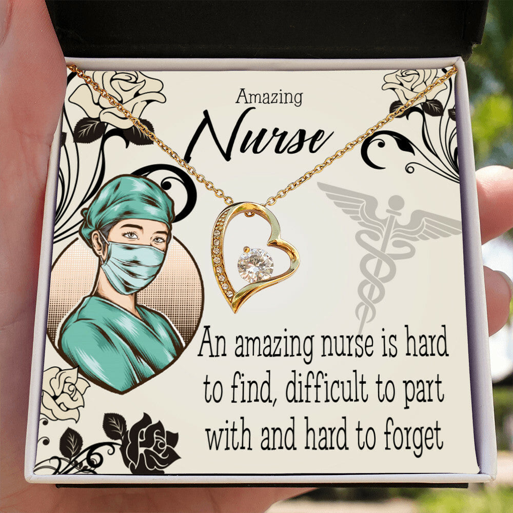 An Amazing Nurse Healthcare Medical Worker Nurse Appreciation Gift Forever Necklace w Message Card-Express Your Love Gifts