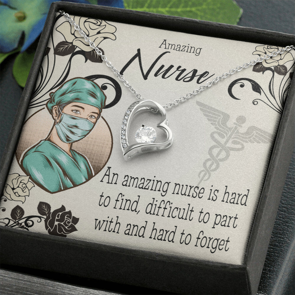 An Amazing Nurse Healthcare Medical Worker Nurse Appreciation Gift Forever Necklace w Message Card-Express Your Love Gifts