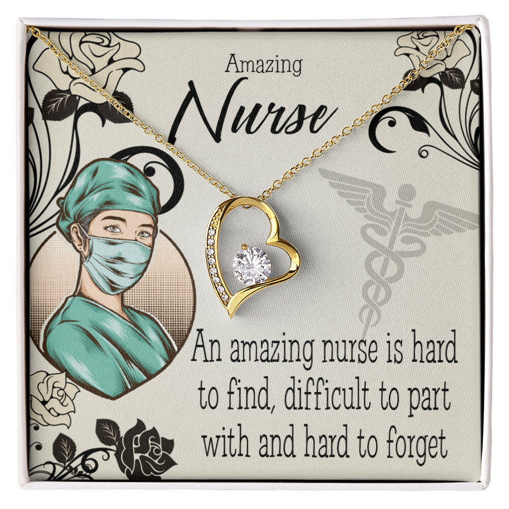 An Amazing Nurse Healthcare Medical Worker Nurse Appreciation Gift Forever Necklace w Message Card-Express Your Love Gifts