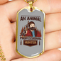 An Animal Professional Hunter Hunting Necklace Stainless Steel or 18k Gold Dog Tag 24"-Express Your Love Gifts