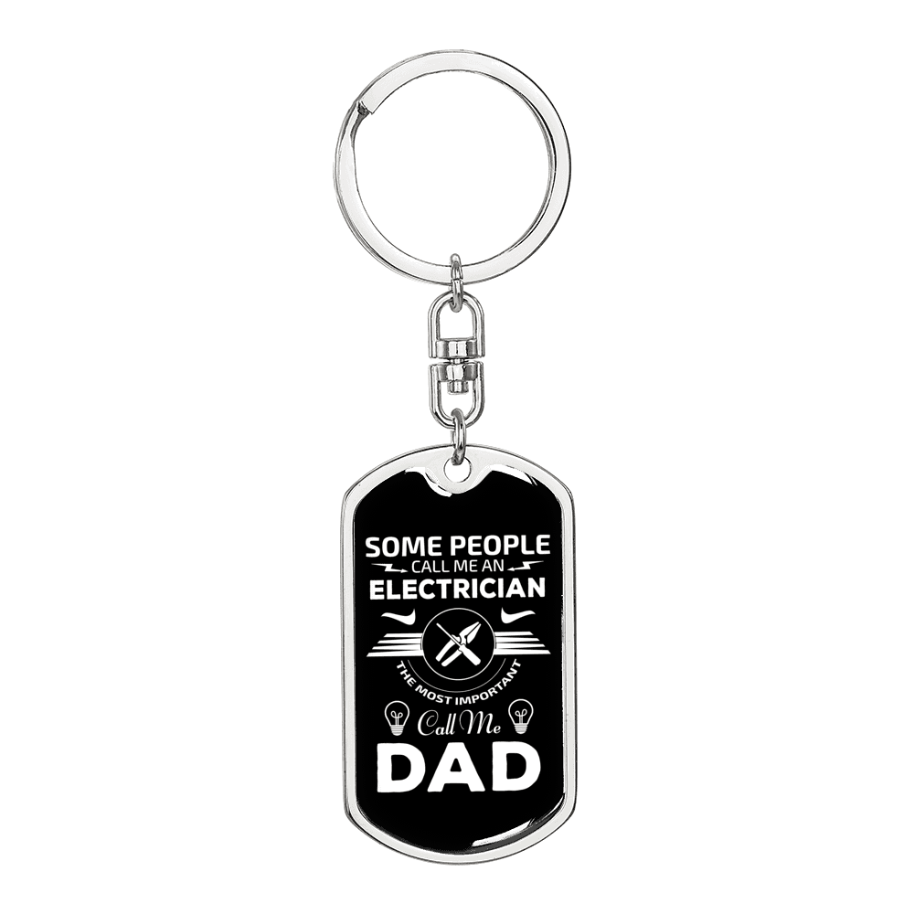 An Electrician Dad Swivel Keychain Dog Tag Stainless Steel or 18k Gold-Express Your Love Gifts
