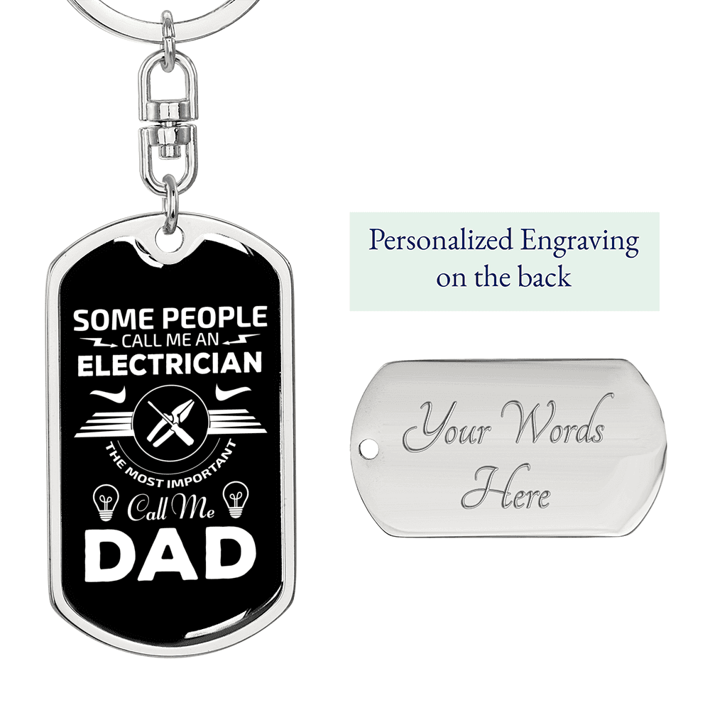 An Electrician Dad Swivel Keychain Dog Tag Stainless Steel or 18k Gold-Express Your Love Gifts