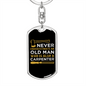 An Old Man Carpenter Swivel Keychain Woodworker Dog Tag Stainless Steel or 18k Gold-Express Your Love Gifts