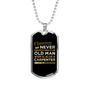 An Old Man Carpenter Woodworker Dog Tag Stainless Steel or 18k Gold W 24"-Express Your Love Gifts